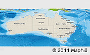 Shaded Relief Panoramic Map of Australia, physical outside