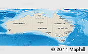 Shaded Relief Panoramic Map of Australia, single color outside