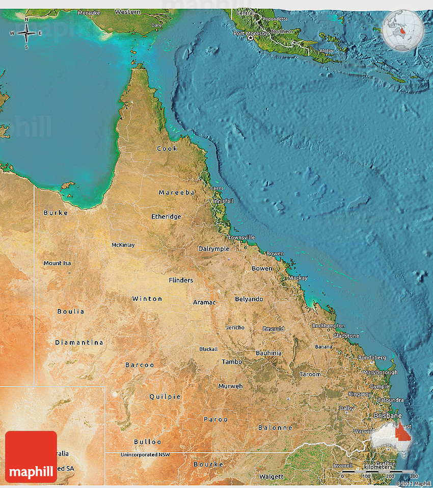 Satellite 3d Map Of Queensland