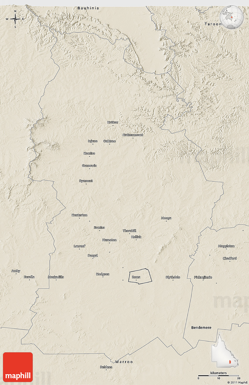 Shaded Relief 3D Map of Bungil