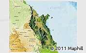 Satellite 3D Map of Cairns, physical outside
