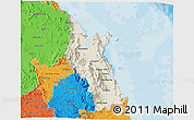 Shaded Relief 3D Map of Cairns, political outside