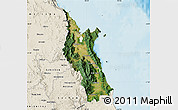 Satellite Map of Cairns, shaded relief outside