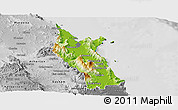 Physical Panoramic Map of Cairns, desaturated