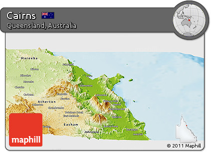 Physical Panoramic Map of Cairns