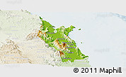 Physical Panoramic Map of Cairns, lighten