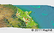 Physical Panoramic Map of Cairns, satellite outside