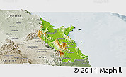 Physical Panoramic Map of Cairns, semi-desaturated