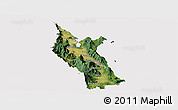 Satellite Panoramic Map of Cairns, cropped outside