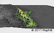 Satellite Panoramic Map of Cairns, darken, desaturated
