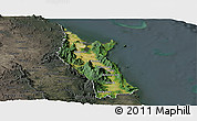 Satellite Panoramic Map of Cairns, darken, semi-desaturated