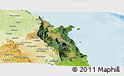 Satellite Panoramic Map of Cairns, physical outside