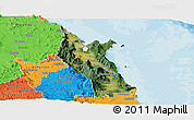 Satellite Panoramic Map of Cairns, political outside