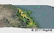 Satellite Panoramic Map of Cairns, semi-desaturated