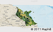 Satellite Panoramic Map of Cairns, shaded relief outside
