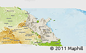 Shaded Relief Panoramic Map of Cairns, physical outside