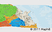 Shaded Relief Panoramic Map of Cairns, political outside