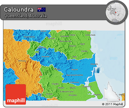 Political 3D Map of Caloundra