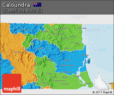 Political 3D Map of Caloundra
