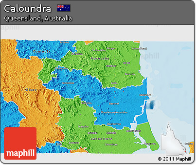 Political 3D Map of Caloundra