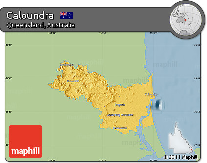 Savanna Style Map of Caloundra, single color outside