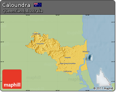 Savanna Style Map of Caloundra, single color outside