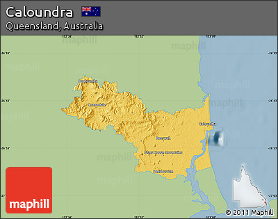 Savanna Style Map of Caloundra, single color outside