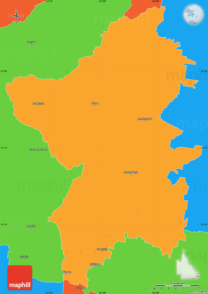 Political Simple Map of Crow's Nest