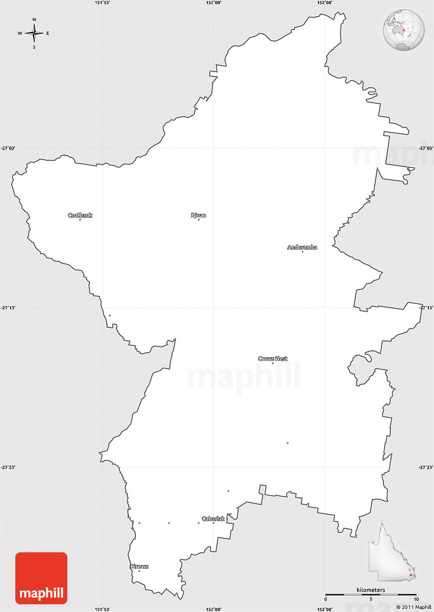 Silver Style Simple Map of Crow's Nest, cropped outside