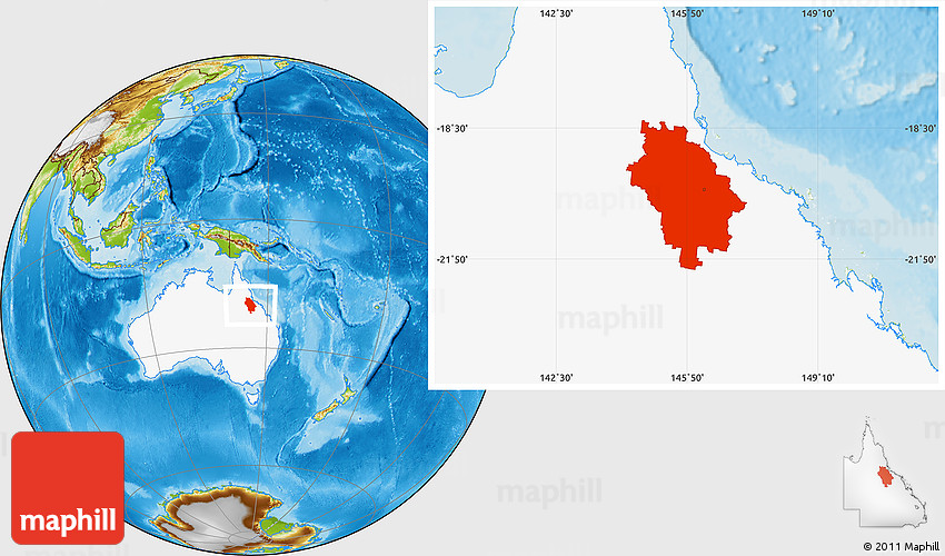 Physical Location Map of Dalrymple, highlighted country