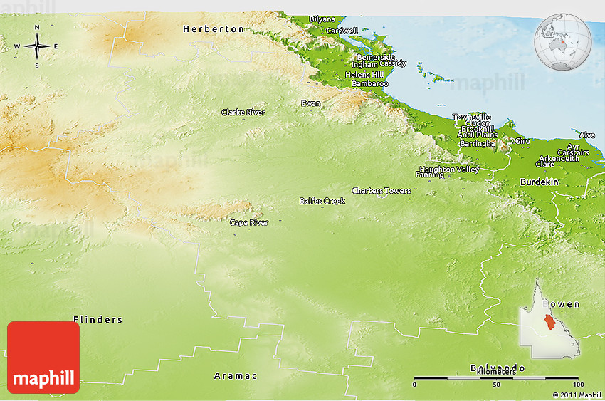 Physical Panoramic Map of Dalrymple