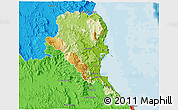 Physical 3D Map of Douglas, political outside