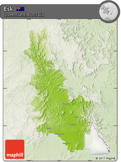 Physical Map of Esk, lighten