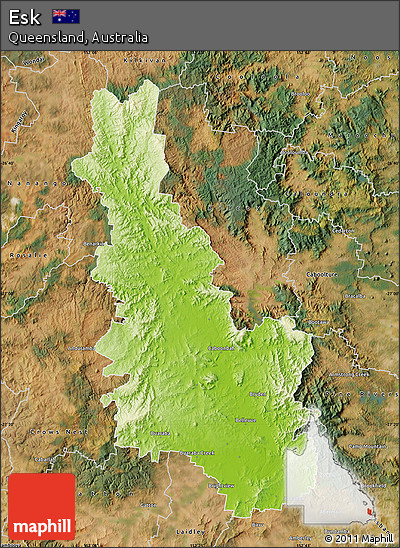 Physical Map of Esk, satellite outside