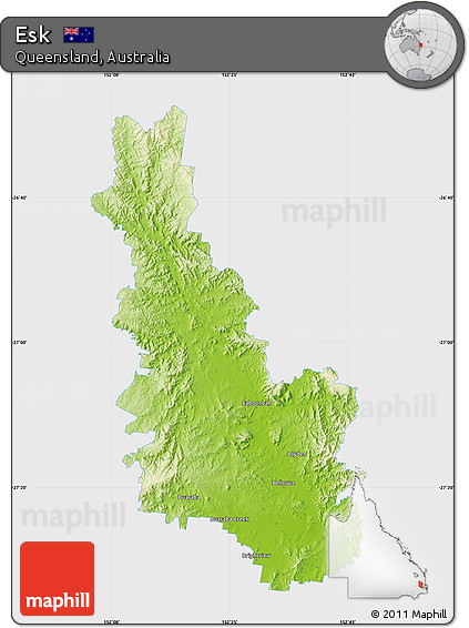 Physical Map of Esk, single color outside