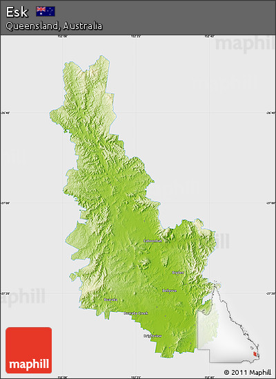 Physical Map of Esk, single color outside