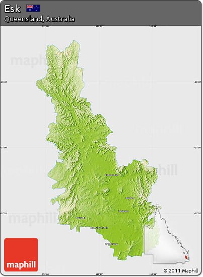 Physical Map of Esk, single color outside