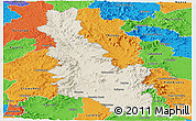 Shaded Relief Panoramic Map of Esk, political outside