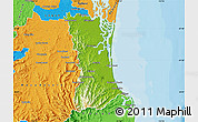 Physical Map of Gold Coast, political outside