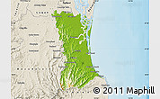 Physical Map of Gold Coast, shaded relief outside