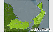 Physical 3D Map of Hervey Bay, darken