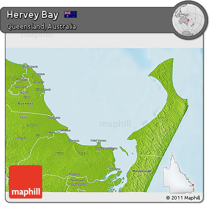 Physical 3D Map of Hervey Bay
