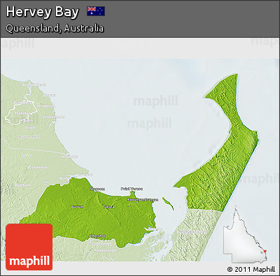 Physical 3D Map of Hervey Bay, lighten