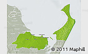 Physical 3D Map of Hervey Bay, lighten, semi-desaturated