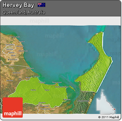 Physical 3D Map of Hervey Bay, satellite outside