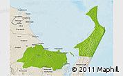 Physical 3D Map of Hervey Bay, shaded relief outside