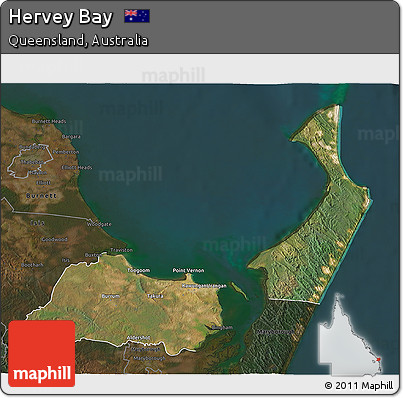 Satellite 3D Map of Hervey Bay, darken
