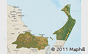 Satellite 3D Map of Hervey Bay, shaded relief outside