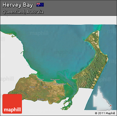 Satellite 3D Map of Hervey Bay, single color outside