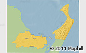 Savanna Style 3D Map of Hervey Bay, single color outside